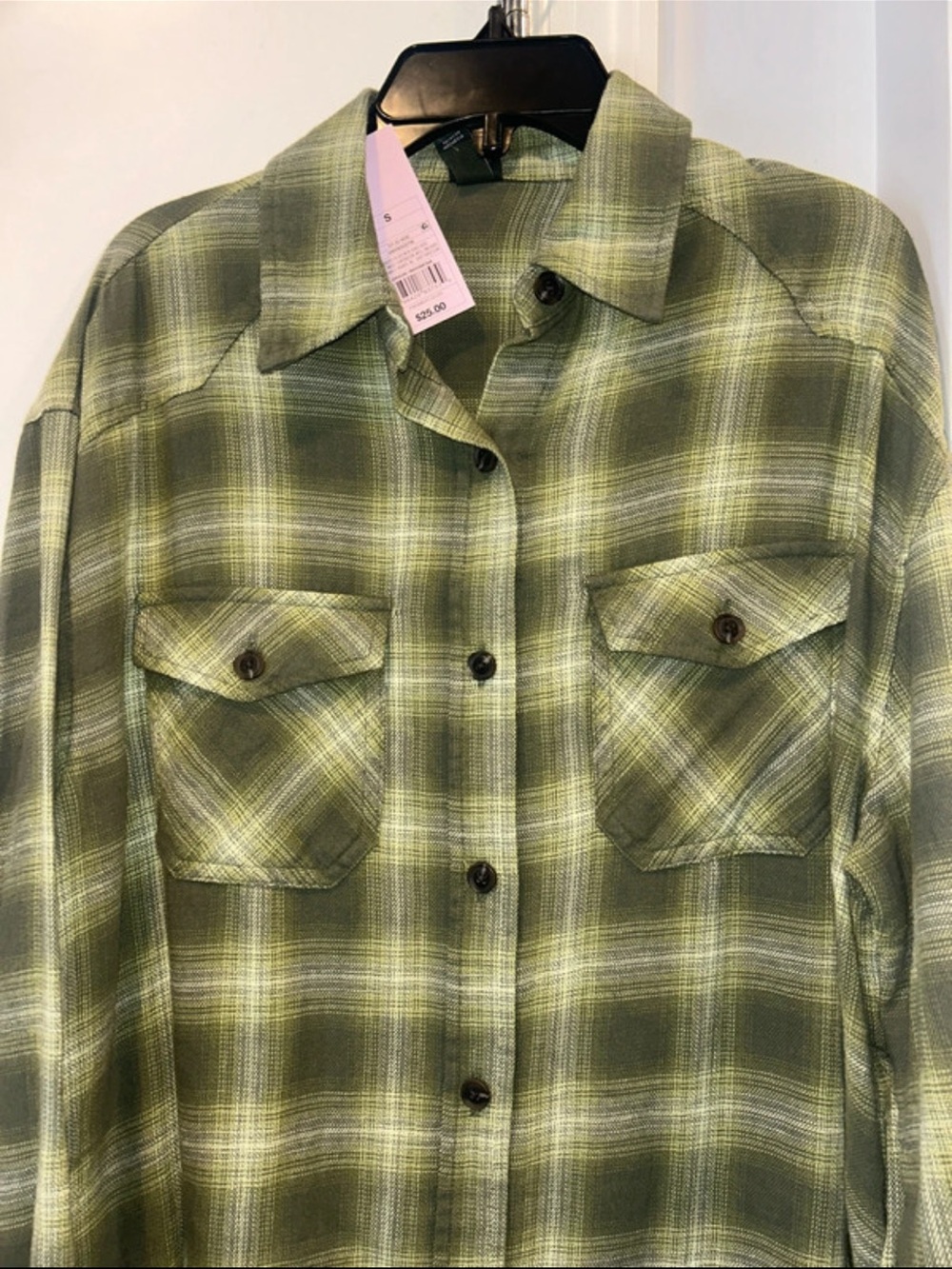 wild fable Olive Green Plaid Button-Down Shirt - Picture 3 of 10